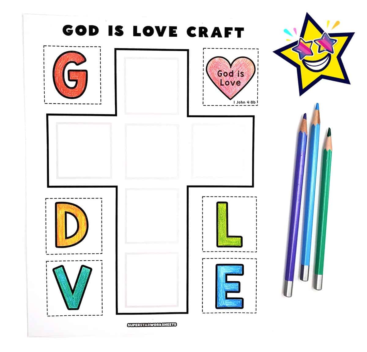God Is Love Printable Cross Craft Superstar Worksheets God Is Love Printable Cross Craft Superstar Worksheets