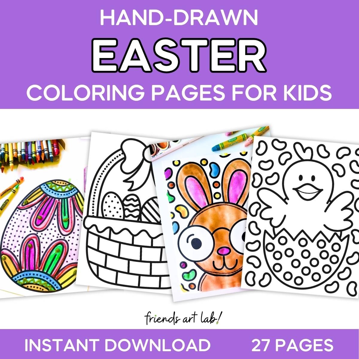 Hand Drawn Easter Coloring Pages For Kids