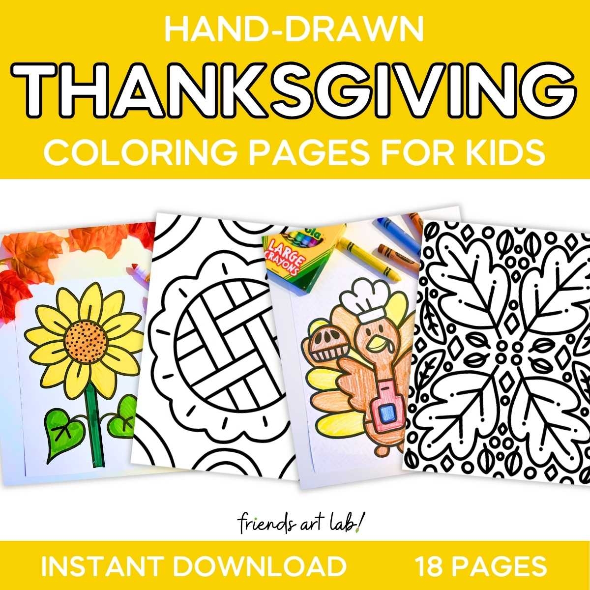 Hand Drawn Thanksgiving Coloring Pages For Kids Friends Art Lab