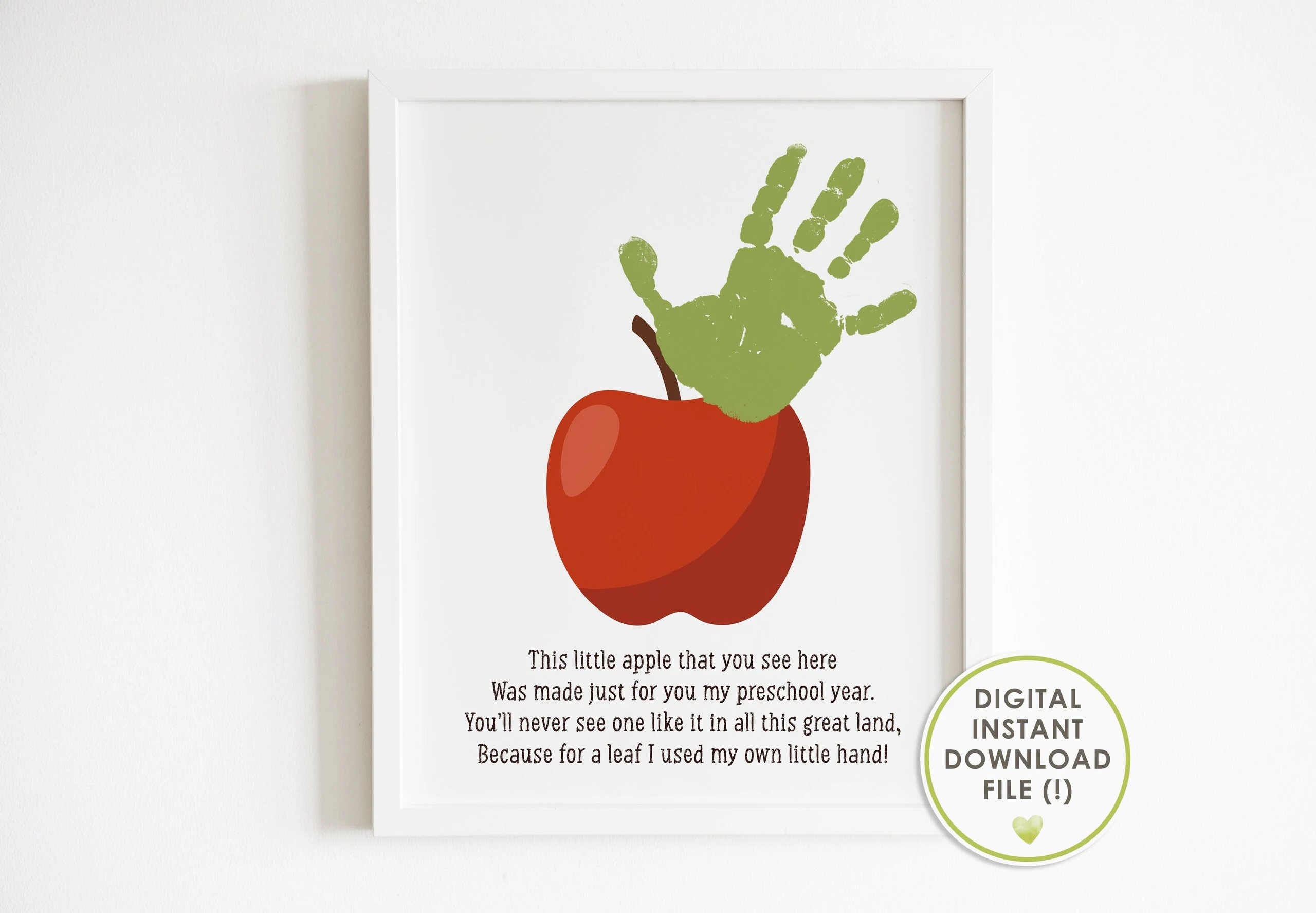 Handprint Art First Day Of Preschool Poem Preschool Kids Craft Keepsake Apple Printable Instant Download Etsy