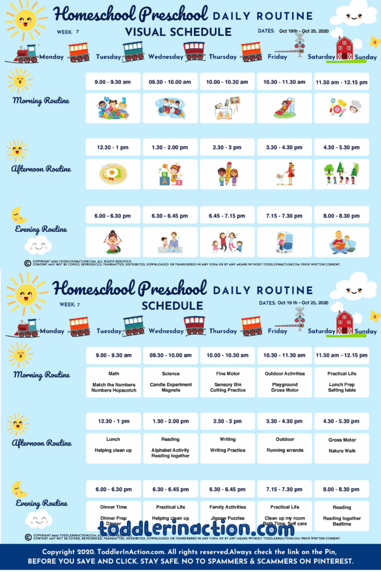 HOME SCHOOL Preschool SCHEDULE DAILY ROUTINES PRINTABLE