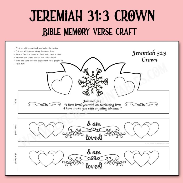 Jeremiah 31 3 Coloring Crown Activity Christian Bible Memory 