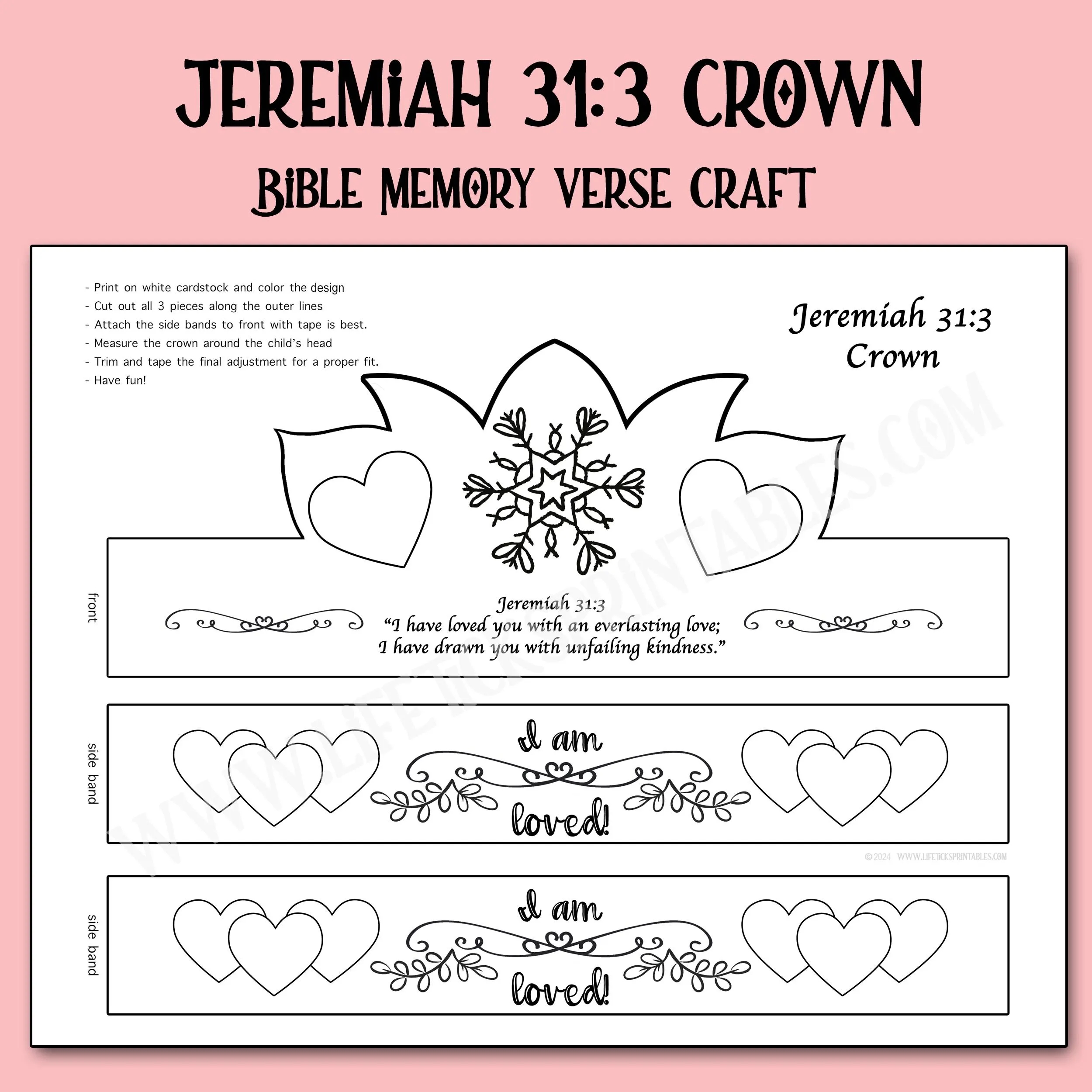Jeremiah 31 3 Coloring Crown Activity Christian Bible Memory 