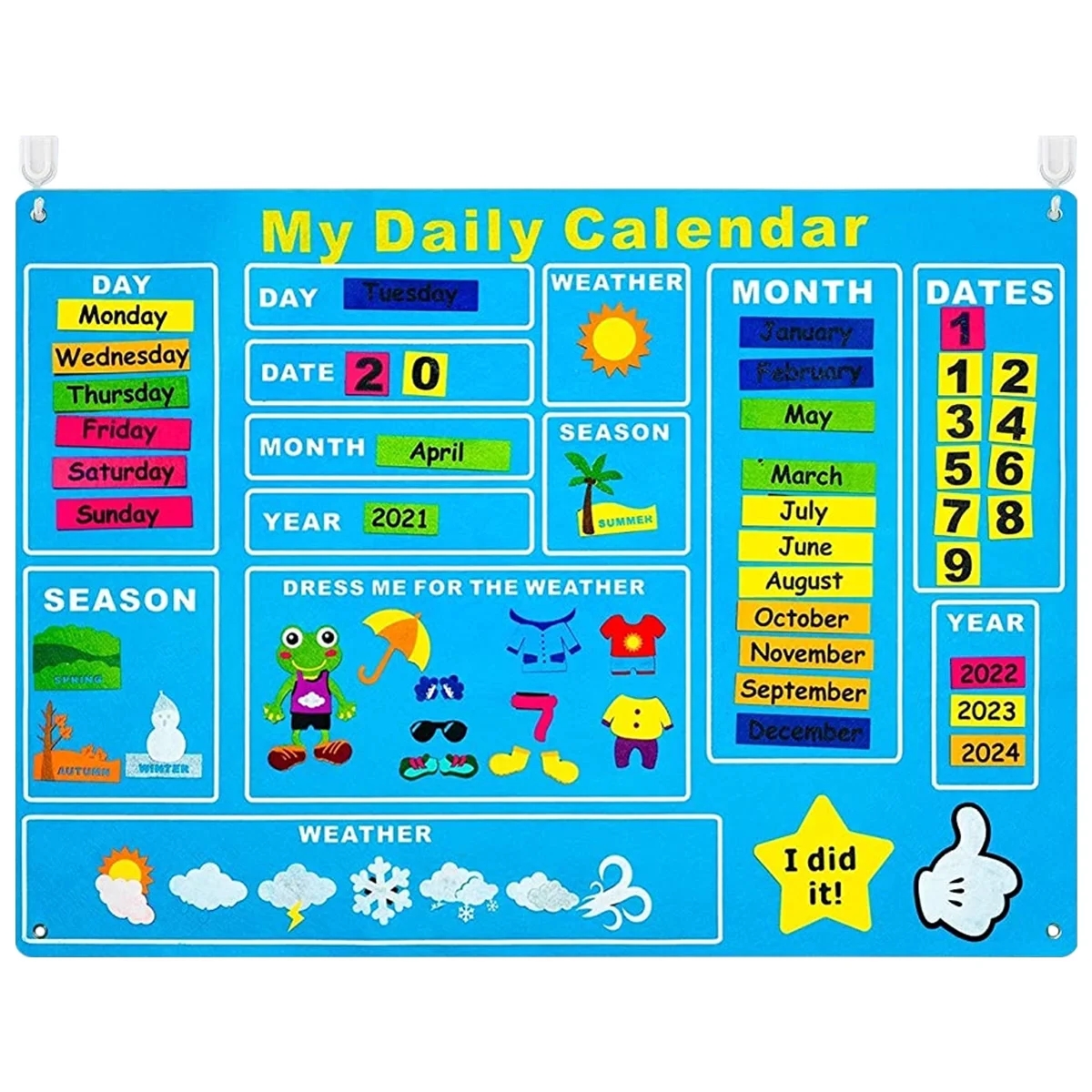 Jetcloudlive My First Daily Calendar Felt Board For Toddlers 100x70cm Today Calendar Chart Hanging Board For Wall Date Weather Season Month Preschool 