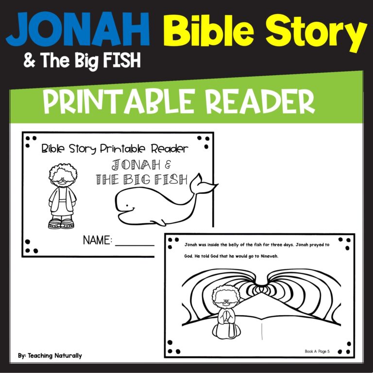 Jonah And The Big Fish Whale Bible Story Printable Reader