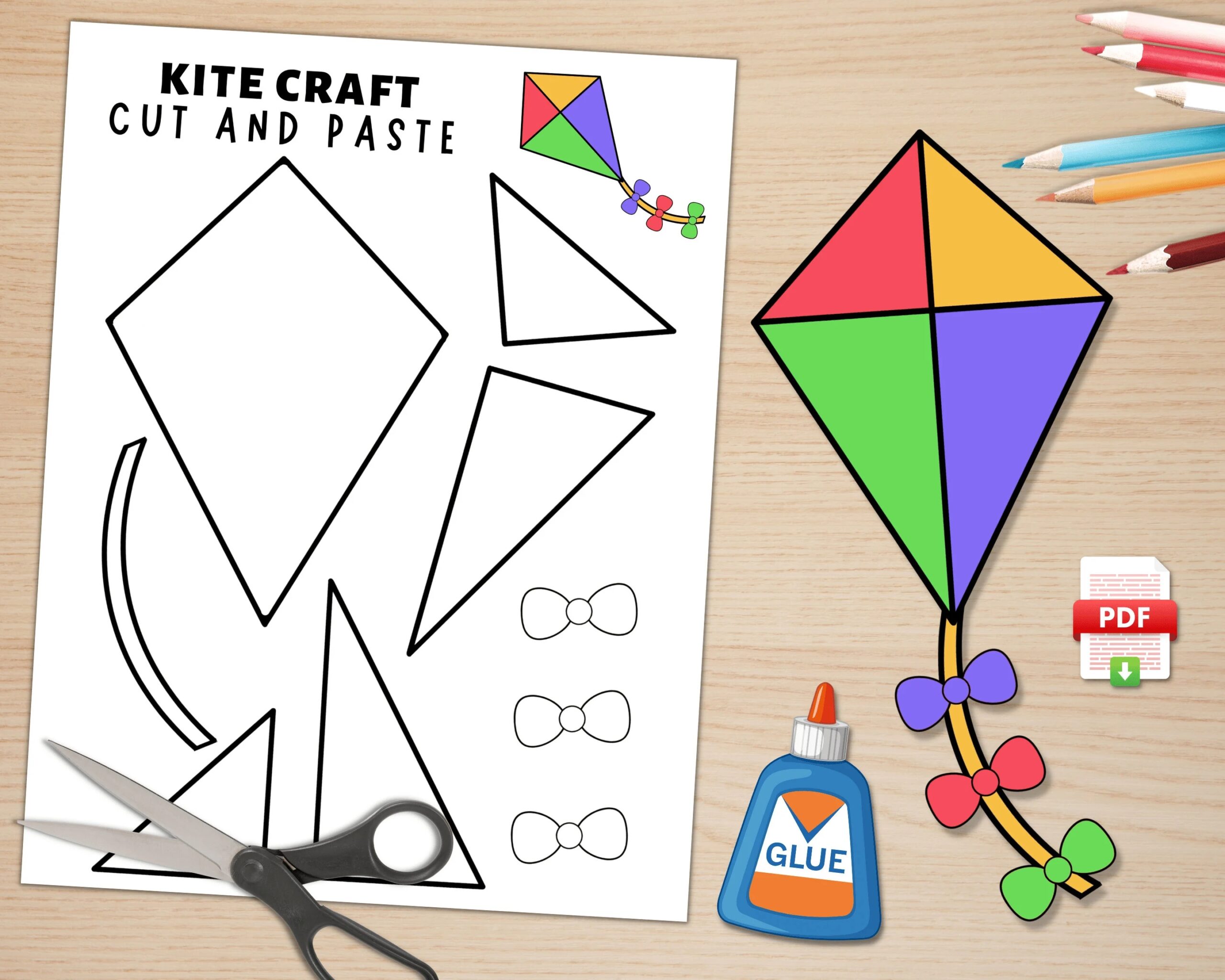Kite Craft For Kids Spring Activities Build A Kite Cut And Kite Craft For Kids Spring Activities Build A Kite Cut And