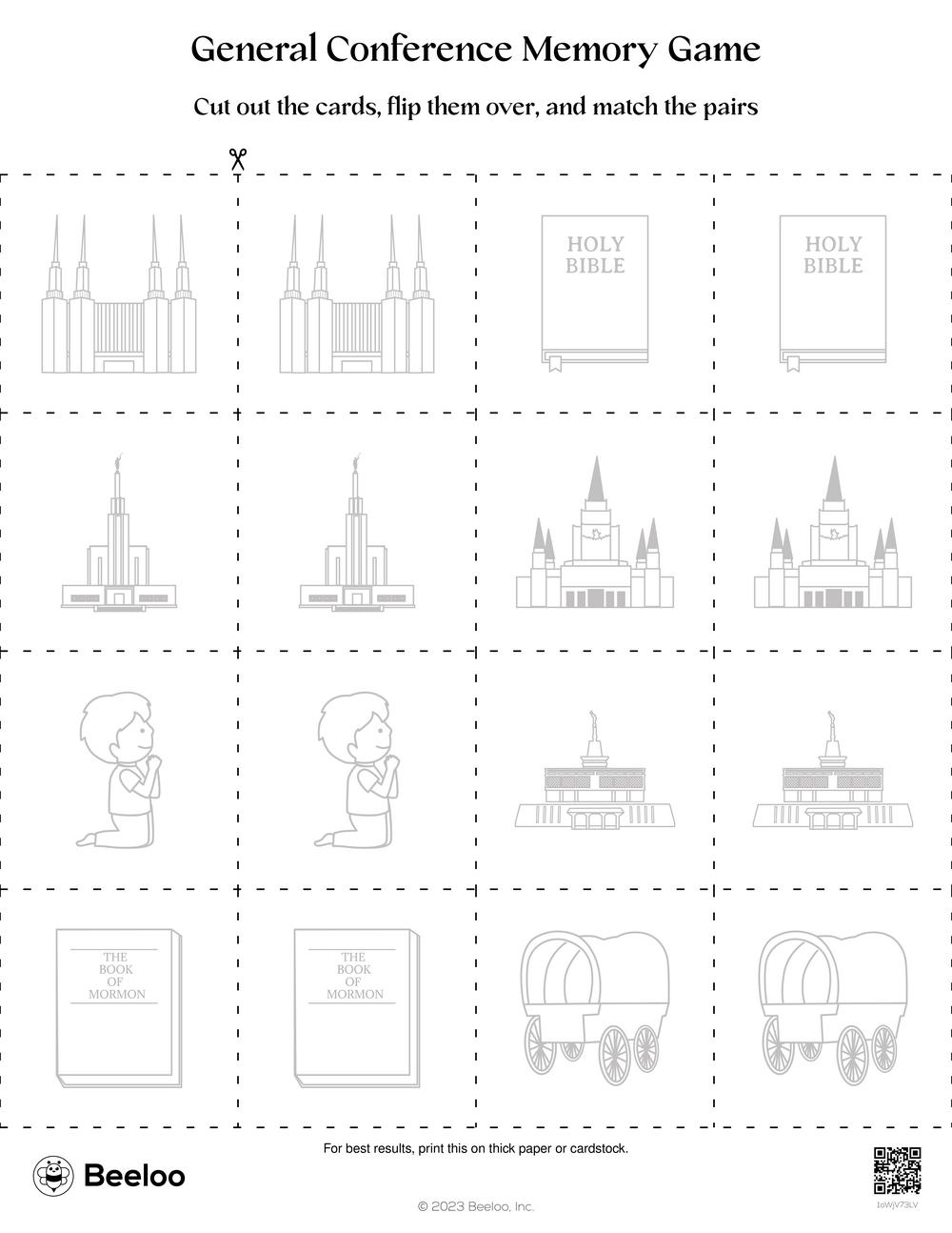 Latter day Saint themed Memory Games Beeloo Printable Crafts And Activities For Kids