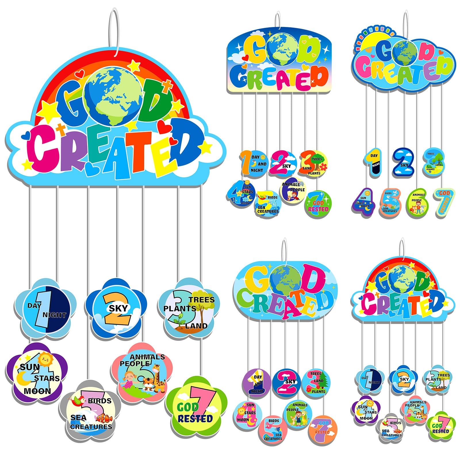 Liliful 24 DIY Religious Craft Kit For Kids 7 Days Of Creation Paper Sunday School Activities Make Your Own Bible Crafts For Toddler Preschooler 