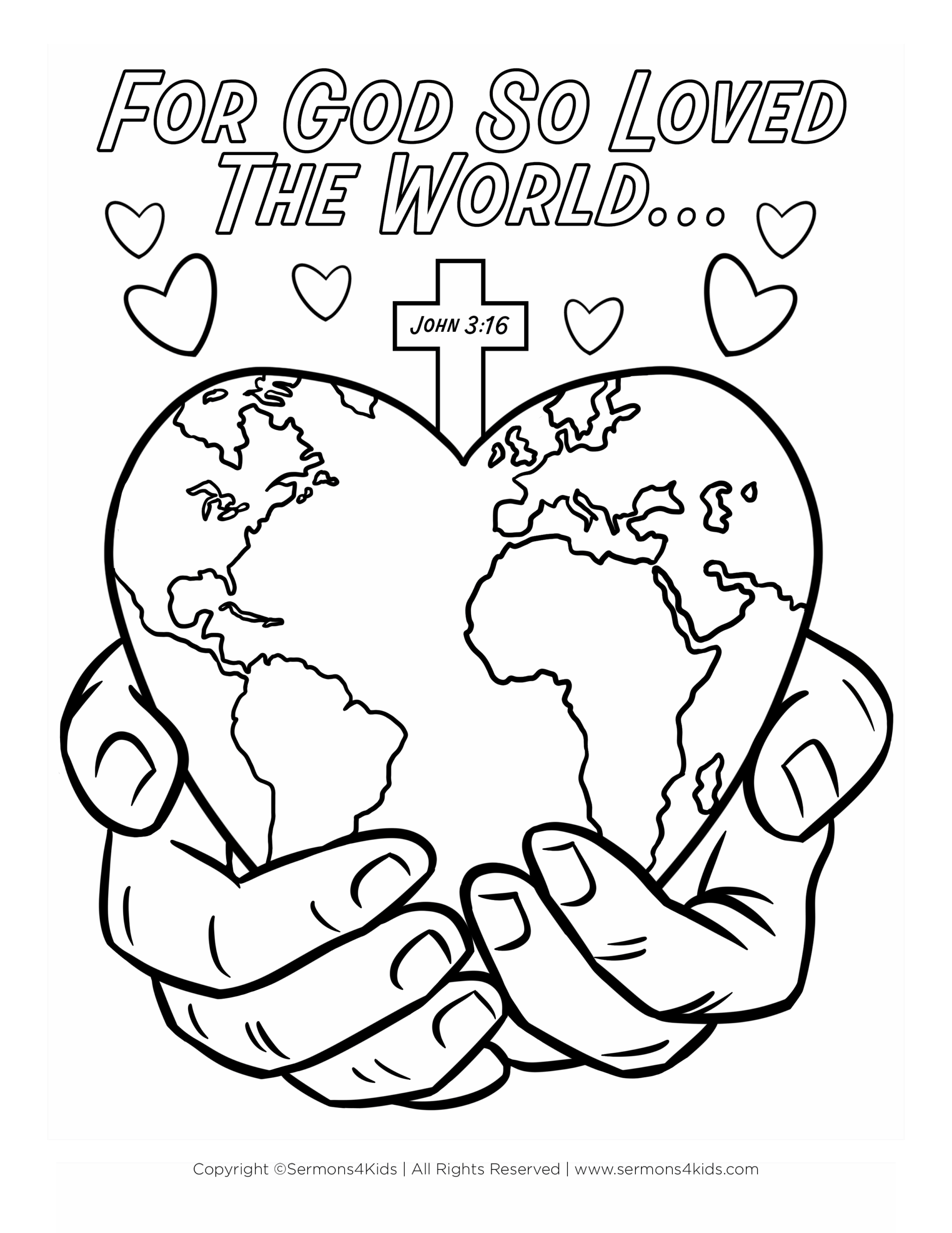 Measuring God s Love John 3 16 Children s Coloring Page From Sermo 