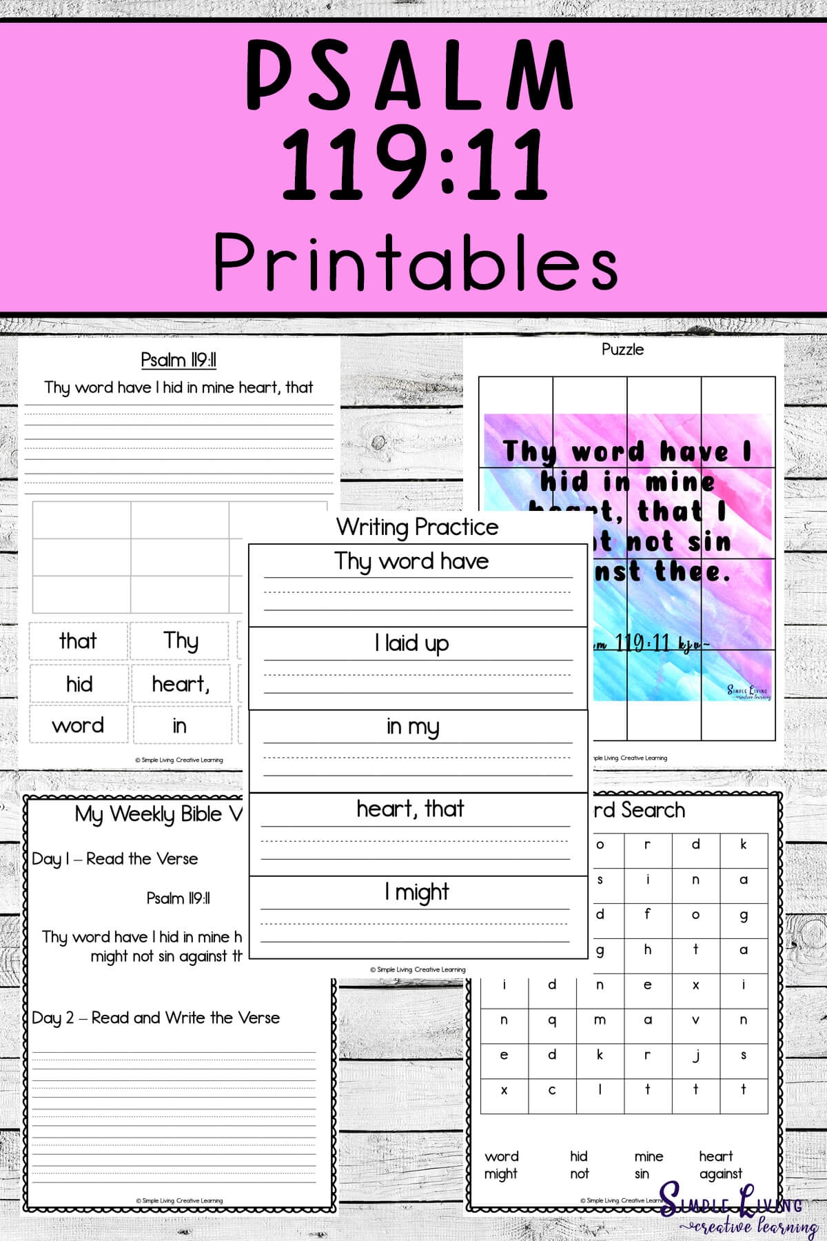 Monday Memory Verse Psalm 119 11 Printables Simple Living Creative Learning