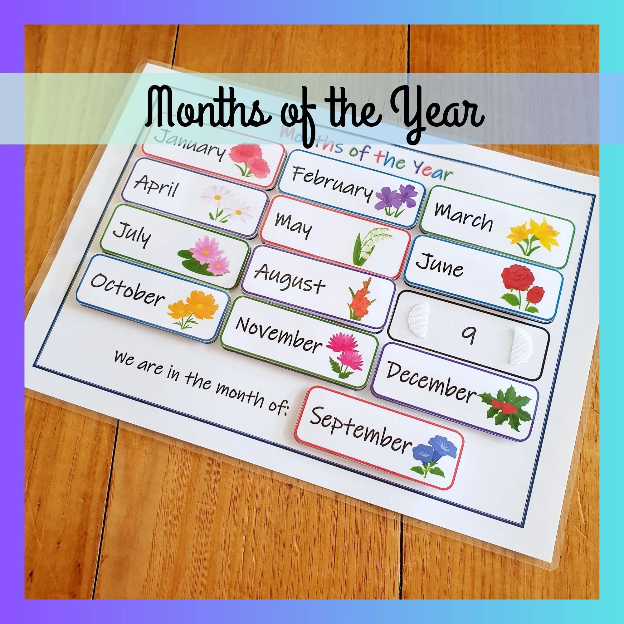 Months Of The Year Printable Busy Book Page Birth Month Flowers 