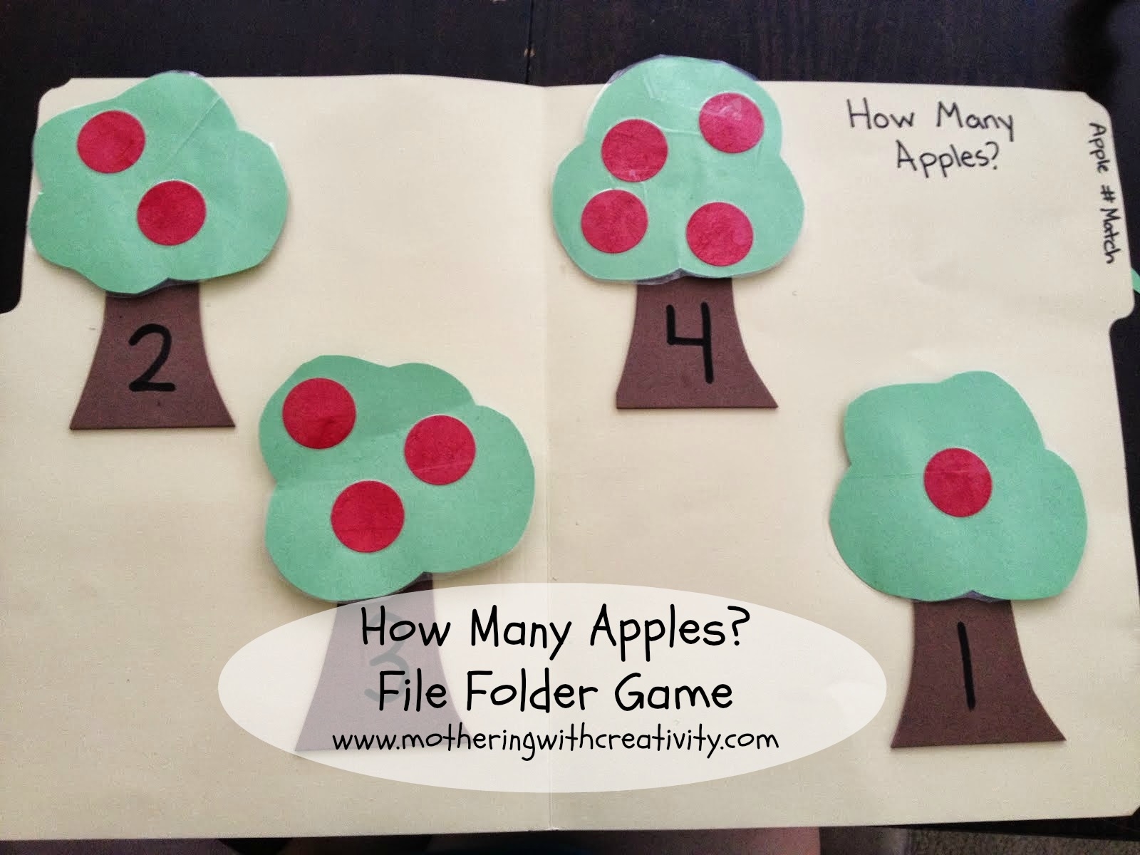 Mothering With Creativity How Many Apples File Folder Game