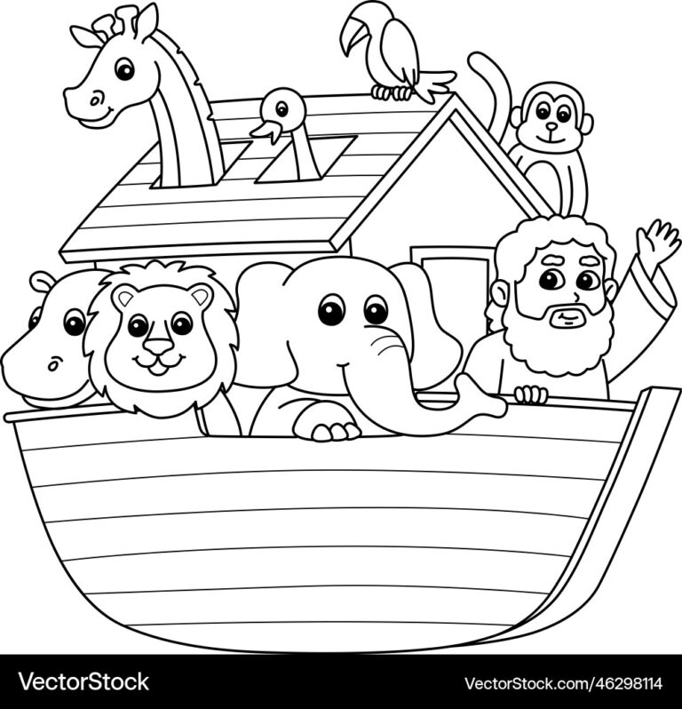 Noah s Ark Coloring Page Royalty Free Vector Image
