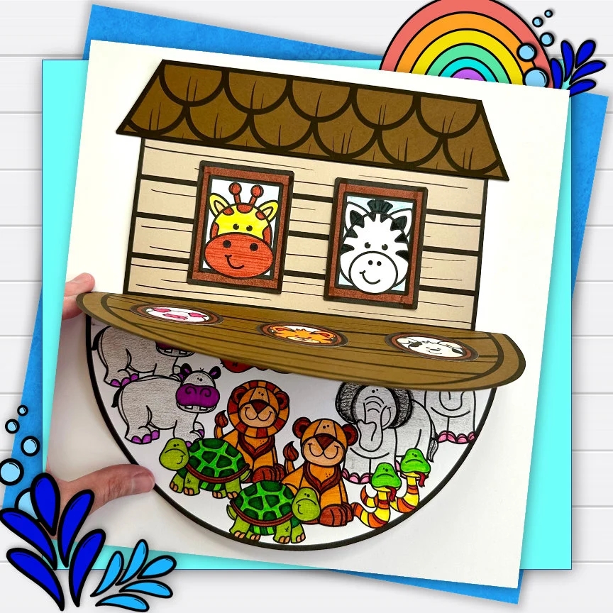 Noah s Ark Kids Printable Craft Template Printable Kids Religious Craft Sunday School Bible Lessons Homeschool Instant PDF Download Etsy