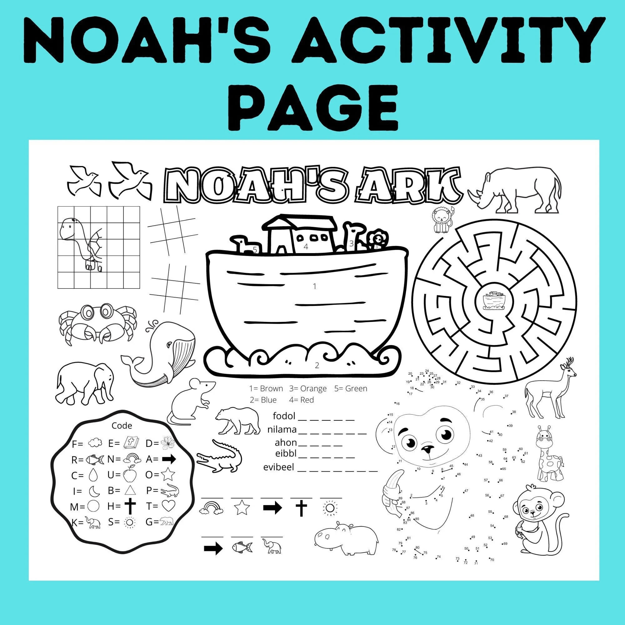 Noah s Ark Printable Noah s Ark Activity Sheet Noah s Ark Craft Church Activity Page Church Craft Church Coloring Page Activity