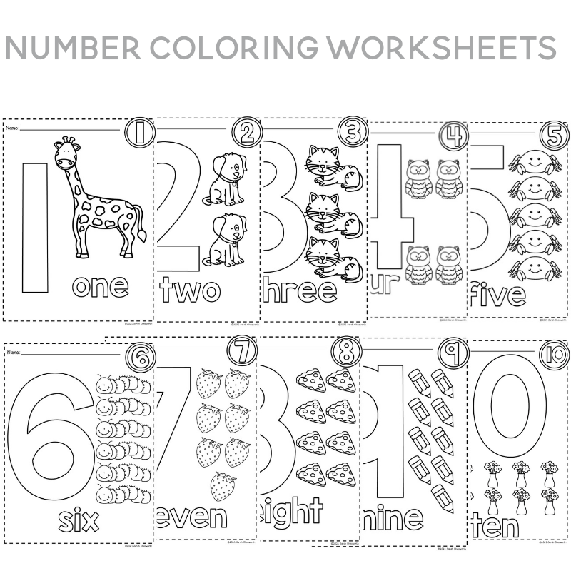 Number Coloring Worksheets For Kids Sarah Chesworth