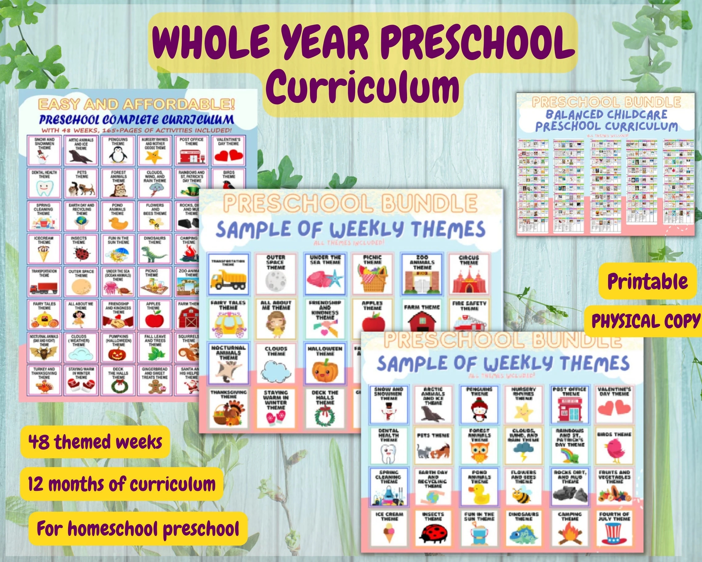 Physical Copy WHOLE YEAR PRESCHOOL Curriculum Printable For Homeschool Preschool 48 Themed Weeks 12 Months Of Curriculum Etsy