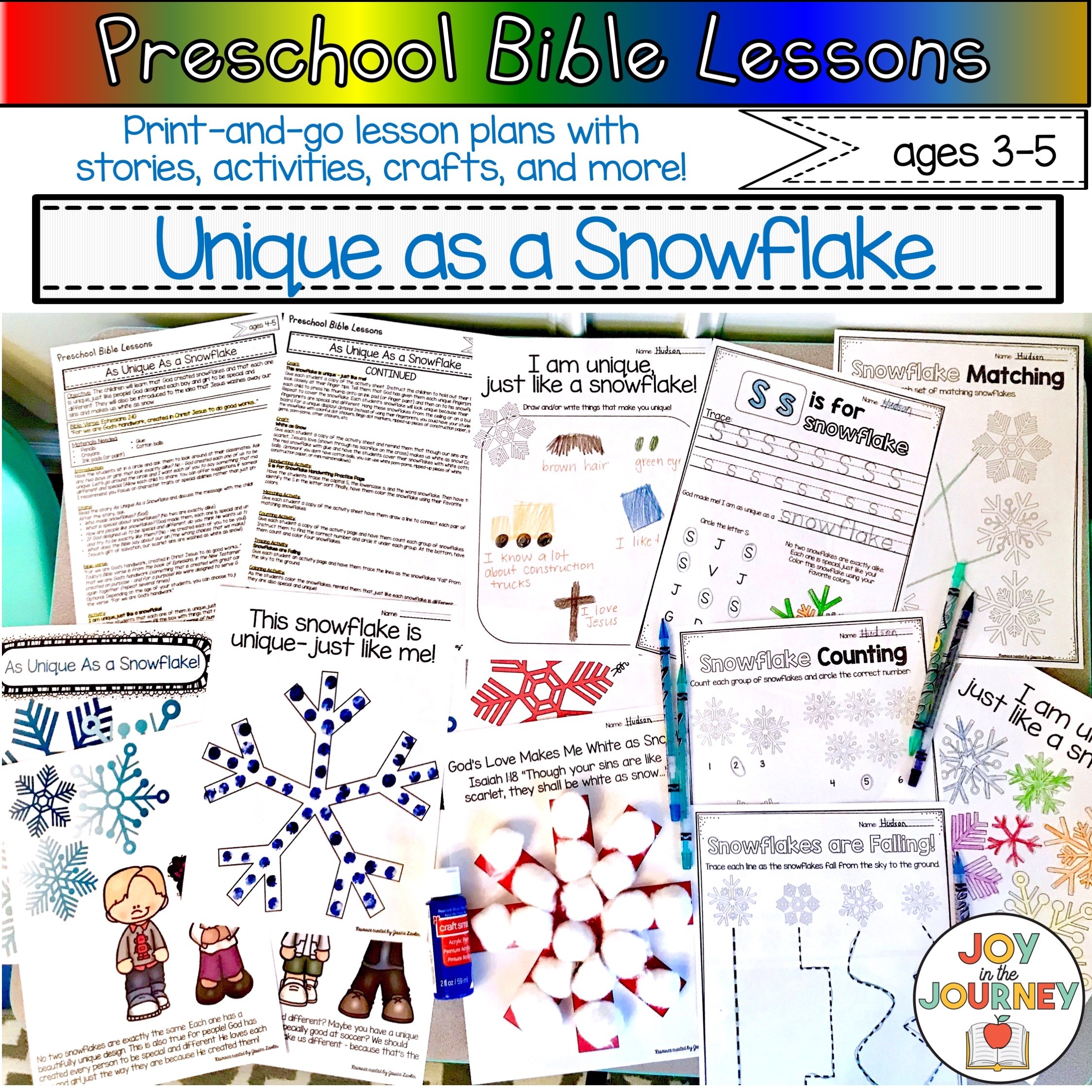Preschool Bible Lessons SNOW God Made Me Unique Joy In The Journey