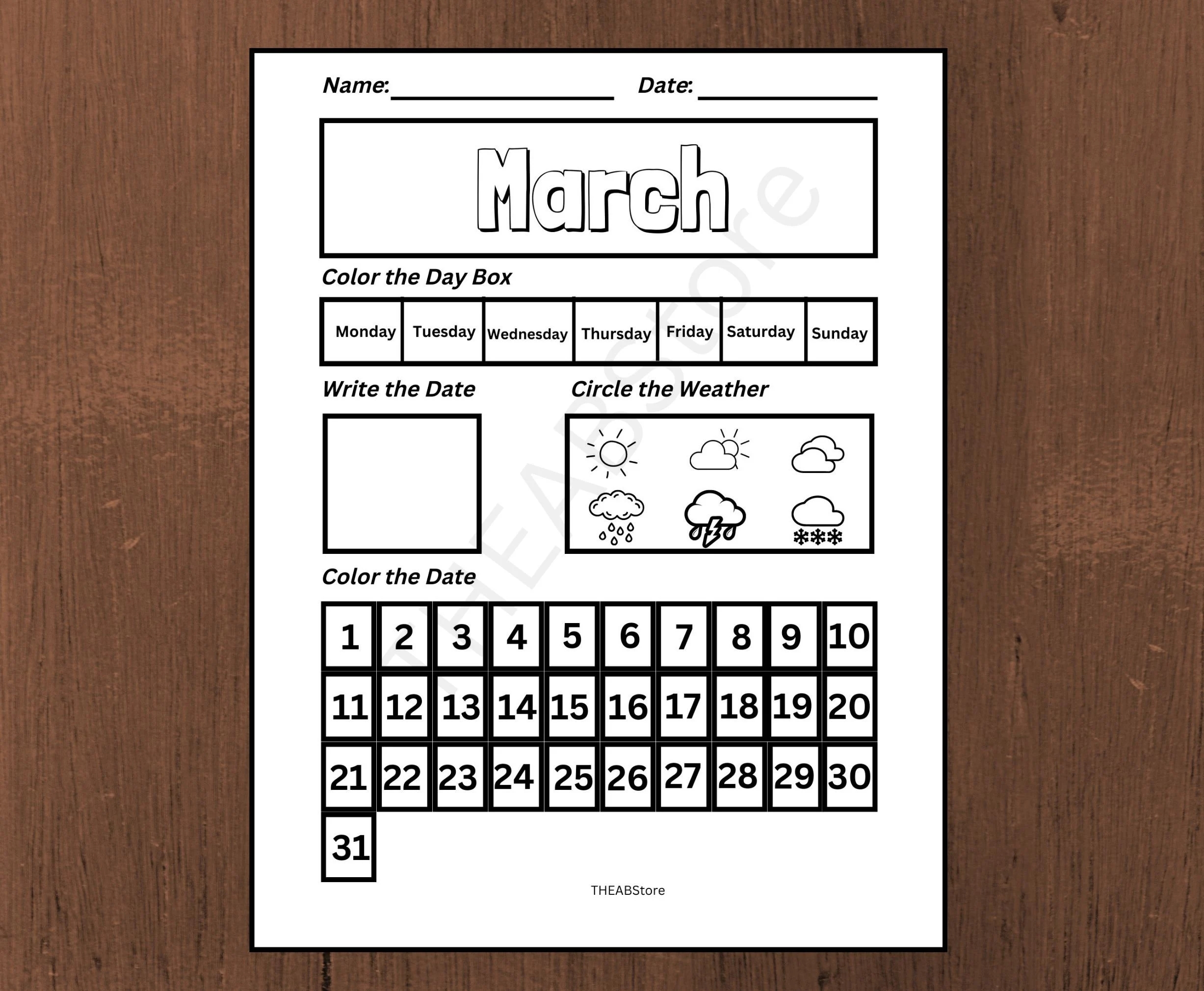 Preschool Calendar Worksheets Printable Kids Monthly Digital Calendar Toddler Activities Montessori Kindergarten Curriculum Homeschool Etsy