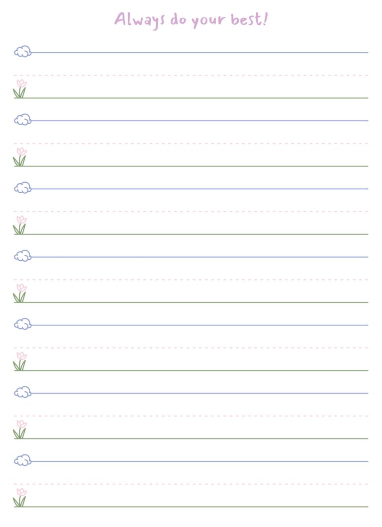 Preschool Lined Writing Paper Free Google Docs Template Gdoc io