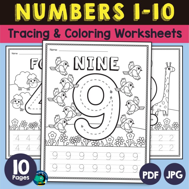Preschool Numbers 1 10 Worksheets Tracing And Coloring No Prep
