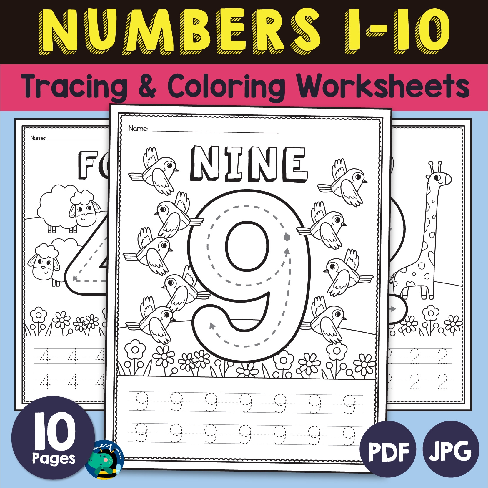 Preschool Numbers 1 10 Worksheets Tracing And Coloring No Prep Preschool Numbers 1 10 Worksheets Tracing And Coloring No Prep