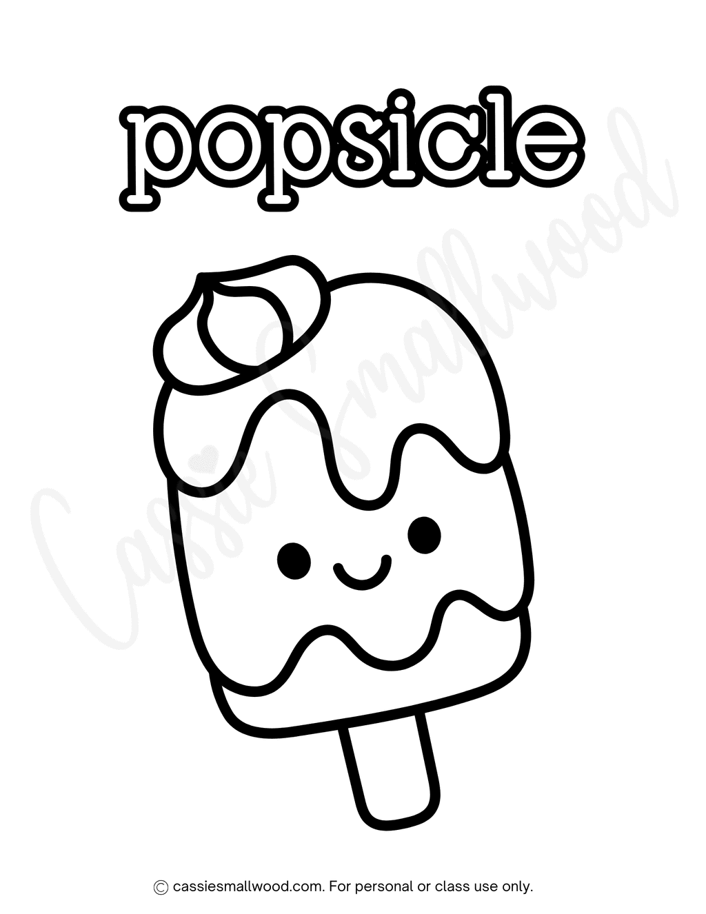 Preschool Popsicle Coloring Page Cassie Smallwood