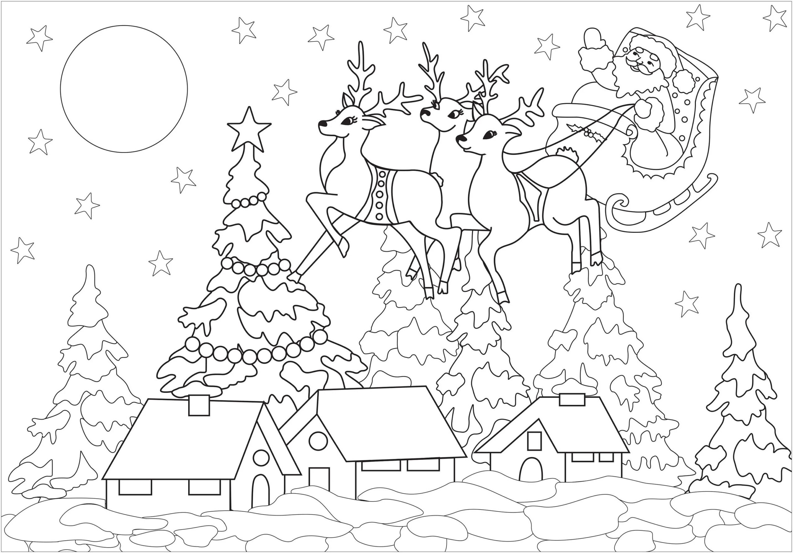 Pretty Christmas Village Christmas Coloring Pages For Kids