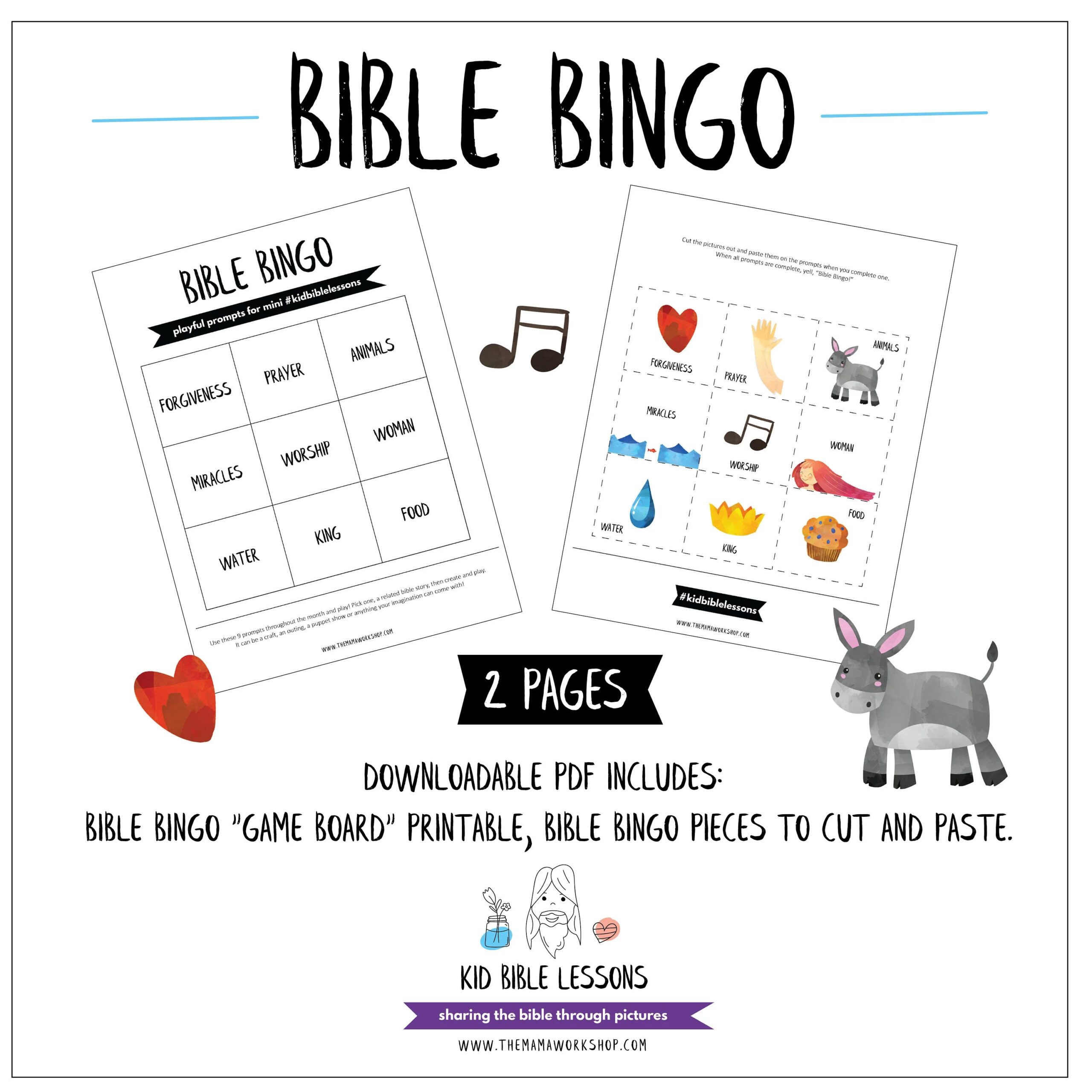 PRINTABLE Bible Bingo Bible Activity Kids Bible Study Sunday School Activity Christian Homeschooling Etsy
