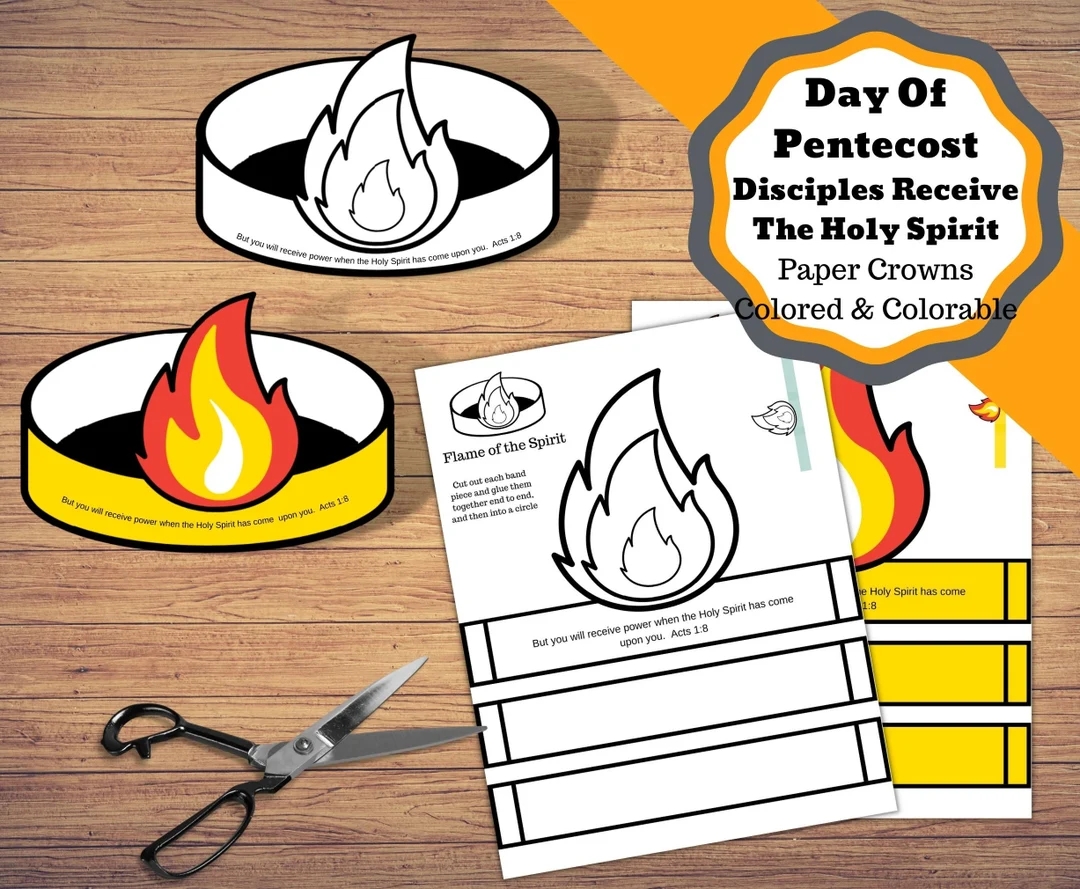 Printable Day Of Pentecost Paper Crowns Craft Disciples Receive The Holy Spirit Paper Crowns Etsy