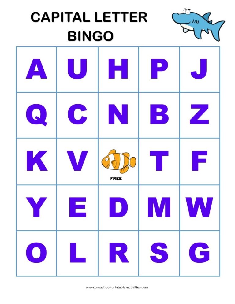 Printable Educational Bingo Games For Preschoolers