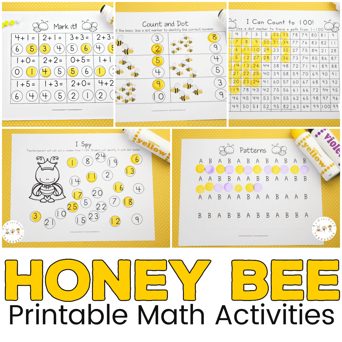 Printable Honey Bee Math Activities For Preschoolers Printable Honey Bee Math Activities For Preschoolers