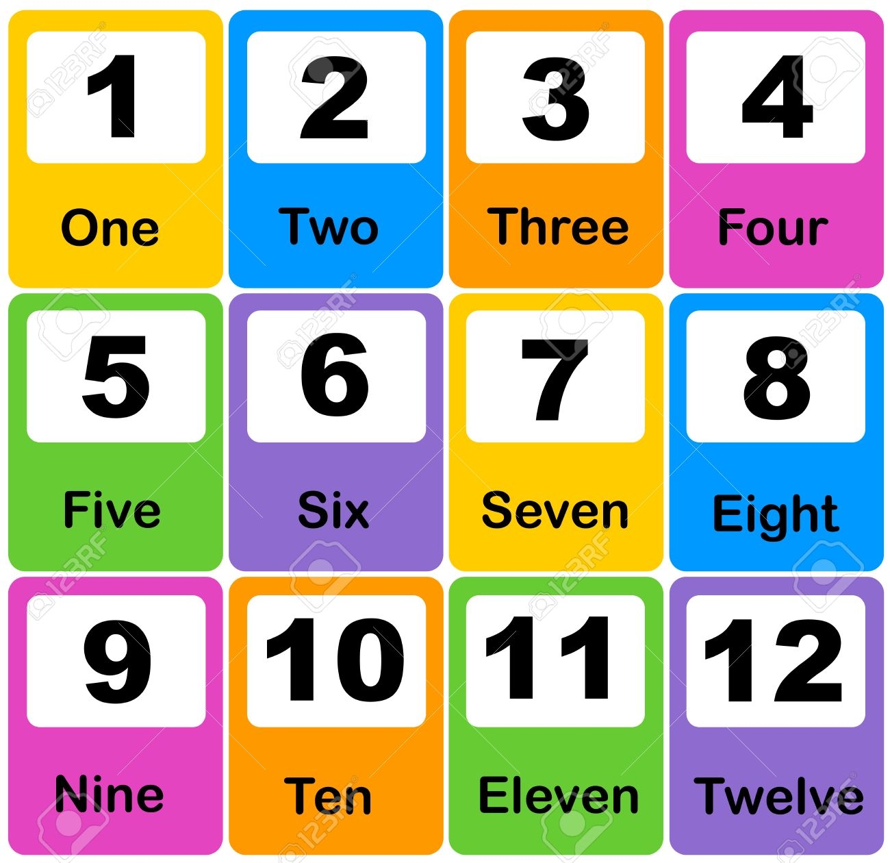 Printable Number Learning Cards For Preschool Kindergarten Kids Royalty Free SVG Cliparts Vectors And Stock Illustration Image 38907833 