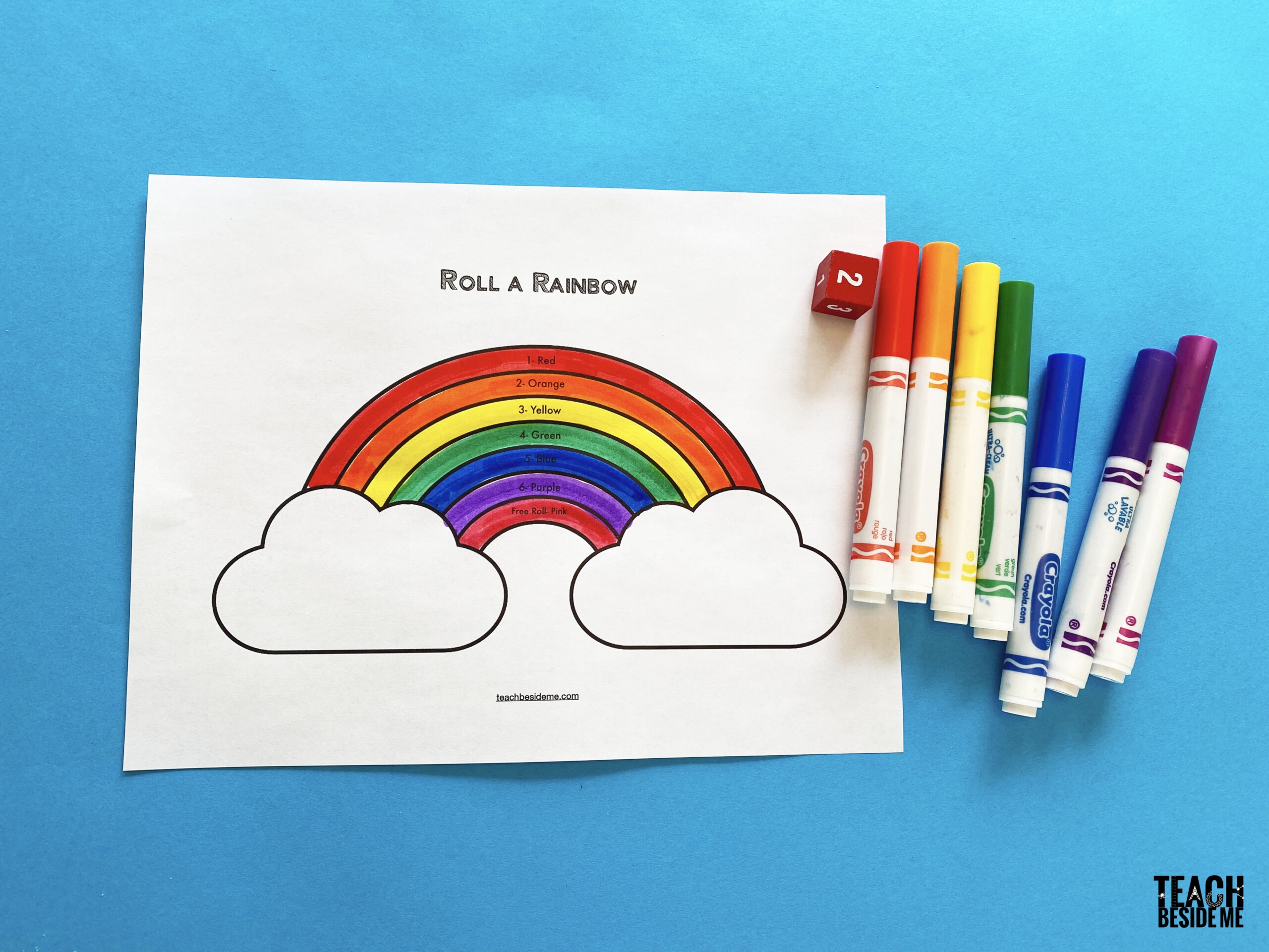 Roll A Rainbow Preschool Math Game Teach Beside Me