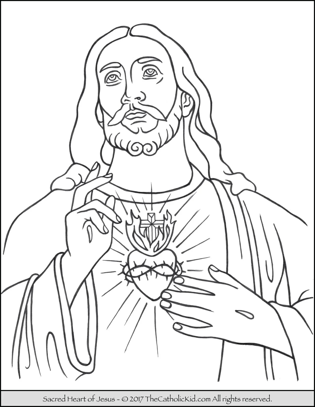 Sacred Heart Of Jesus Coloring Page TheCatholicKid