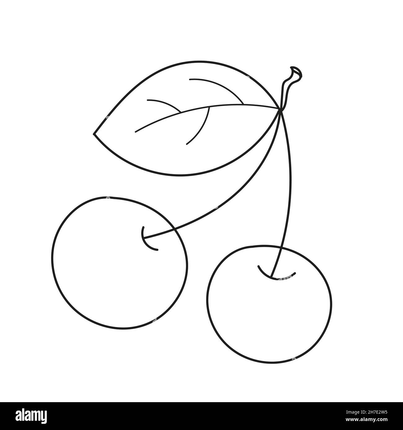 Simple Coloring Page Educational Worksheet To Be Colored Easy Educational Paint Game For Preschool Kids Simple Kid Coloring Page With Cherry Stock Vector Image U0026 Art Alamy