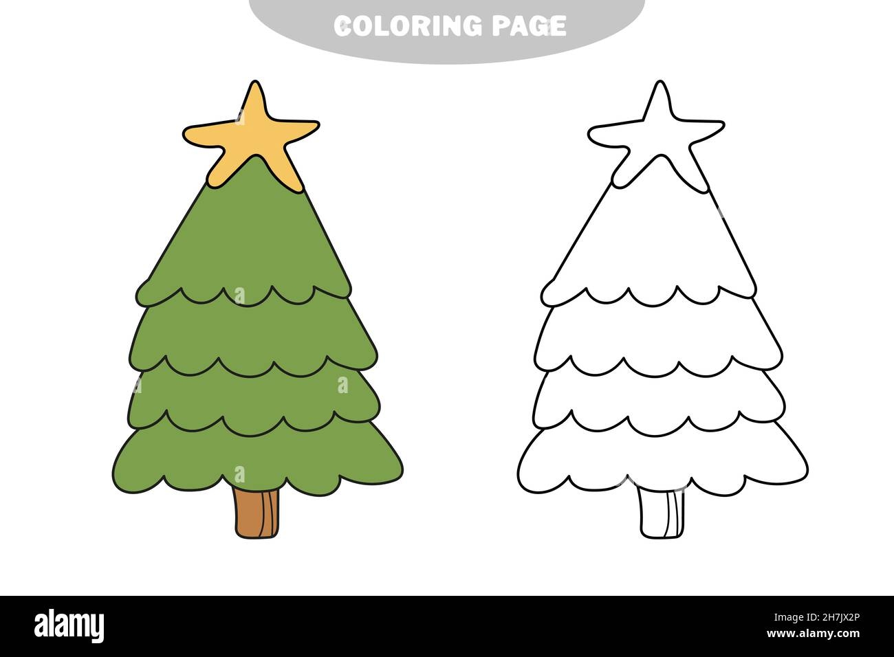 Simple Coloring Page New Year Tree To Be Colored The Coloring Book For Preschool Kids With Easy Gaming Level Color And Black And White Version Stock Vector Image U0026 Art Alamy Simple Coloring Page New Year Tree To Be Colored The Coloring Book For Preschool Kids With Easy Gaming Level Color And Black And White Version Stock Vector Image U0026 Art Alamy