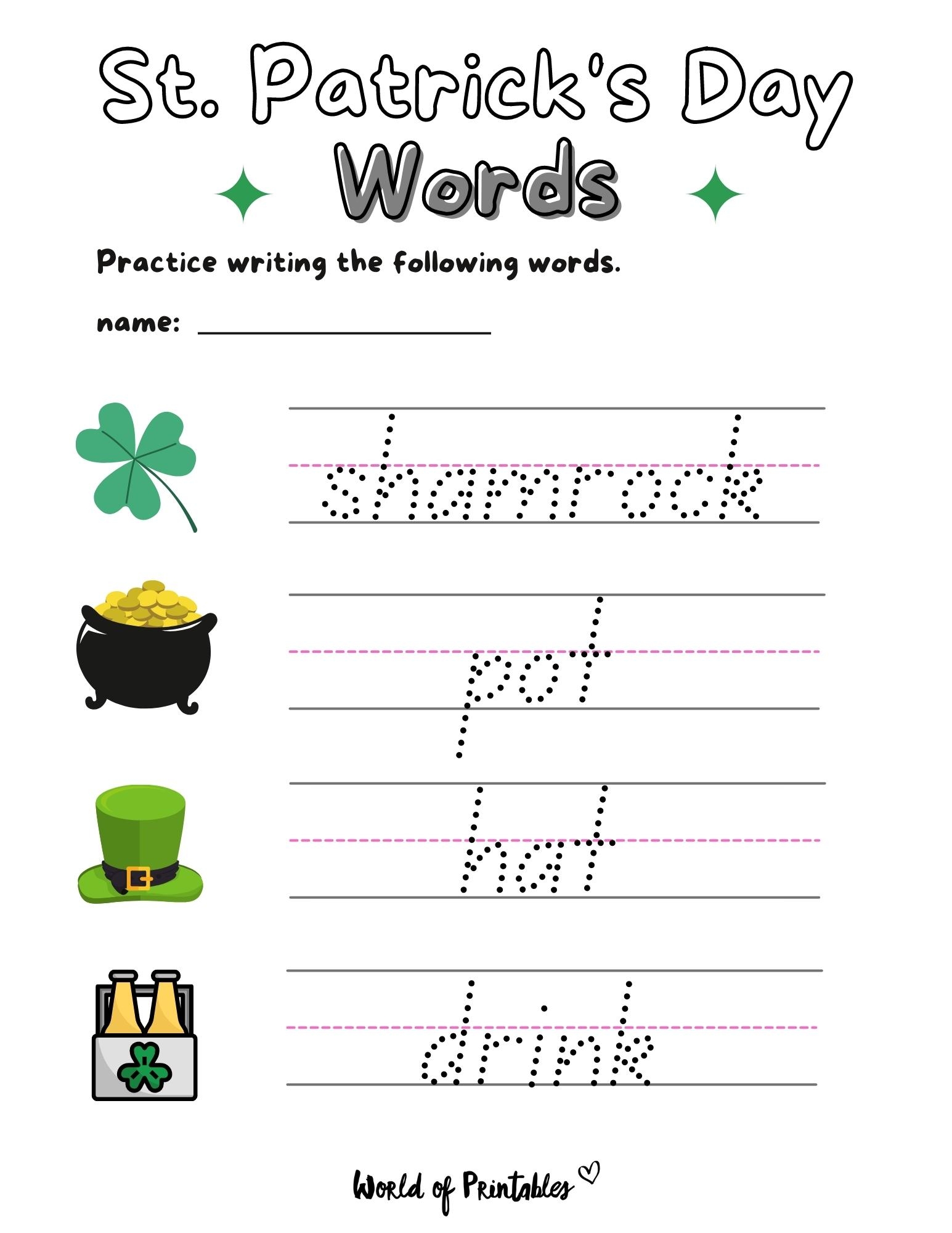 St Patrick s Day Printables World Of Printables St Patrick s Day Printables World Of Printables