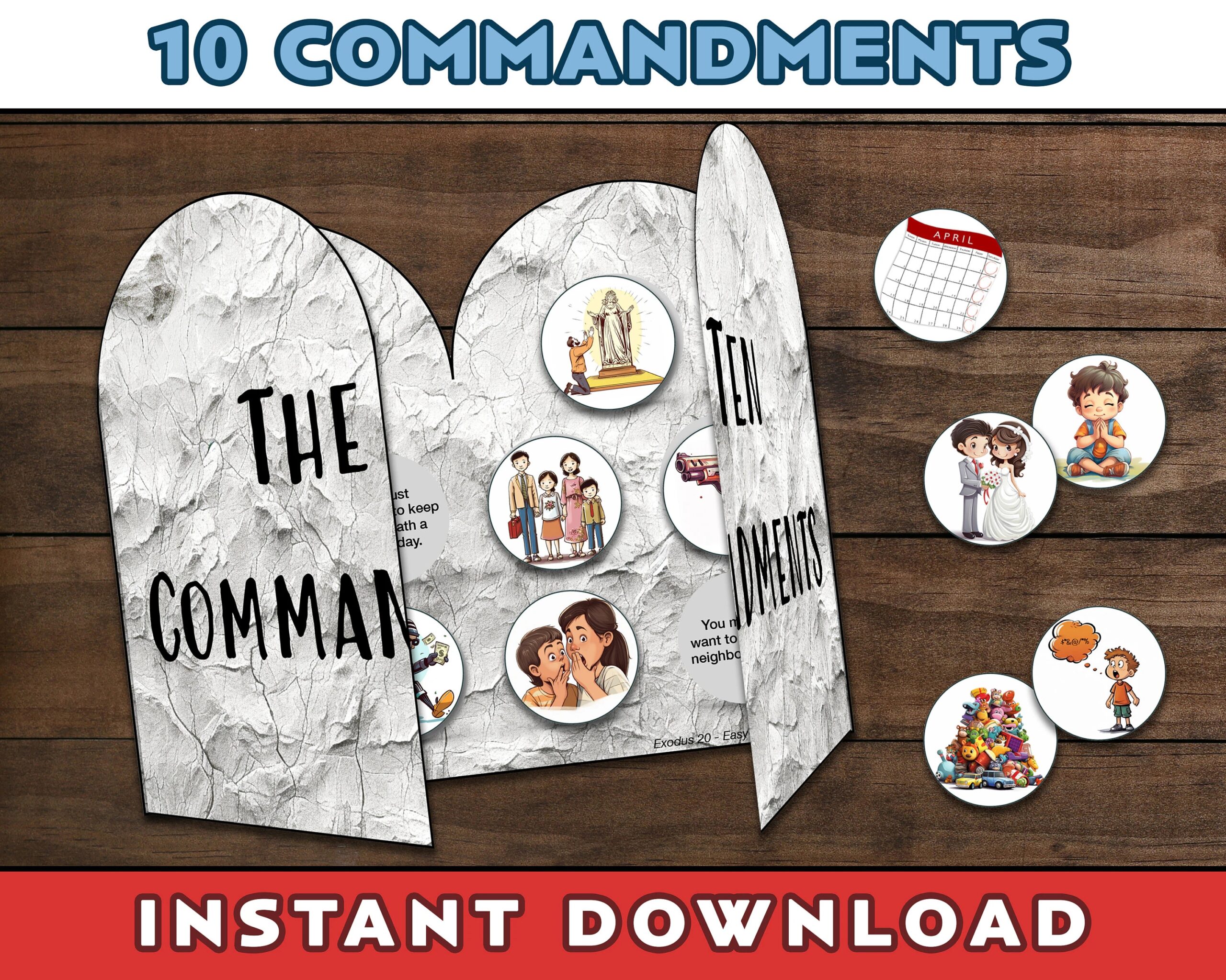 Ten Commandment Craft Cut And Glue Foldable Craft Sunday School Craft Bible Class Craft Exodus 20 10 Commandments Activity Etsy
