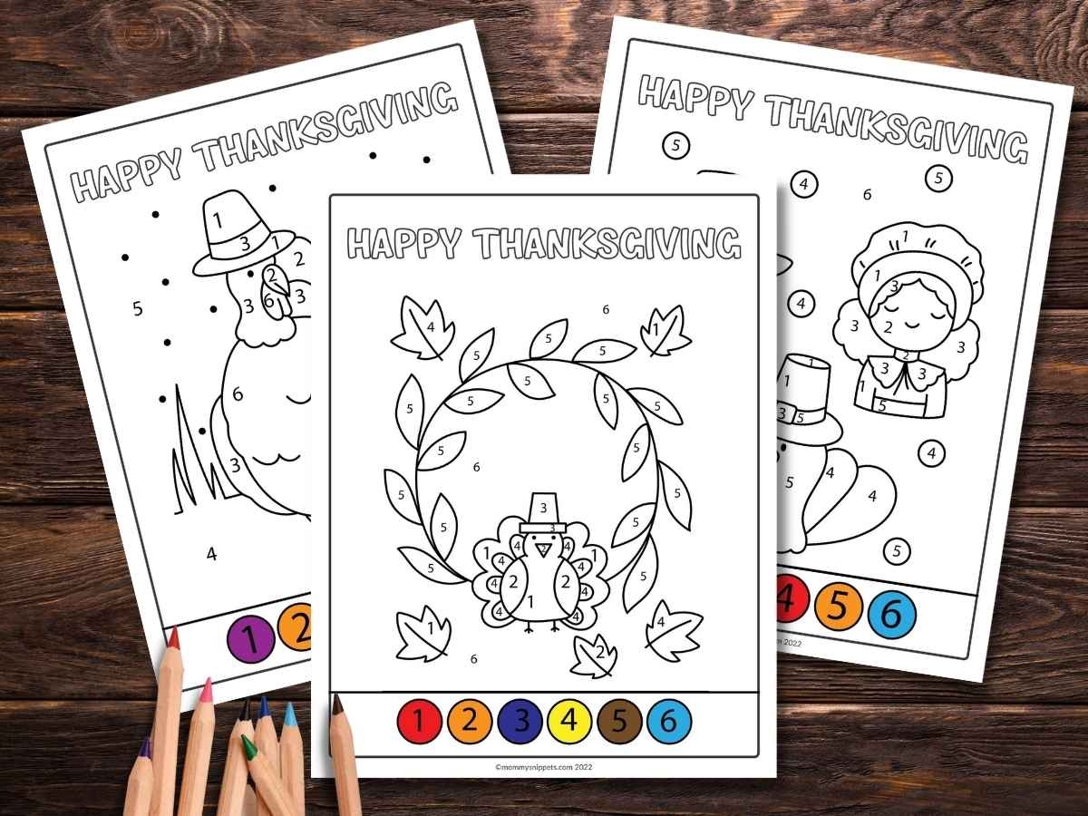 Thanksgiving Color By Number Preschool Thanksgiving Printables