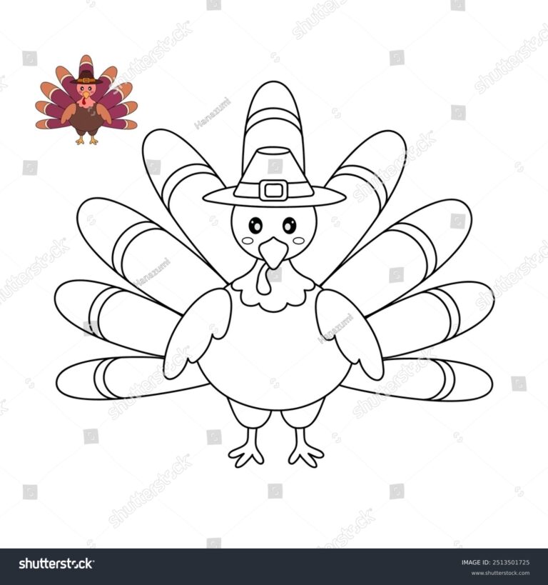 Thanksgiving Turkey Coloring Pages Kids Trace Stock Vector 