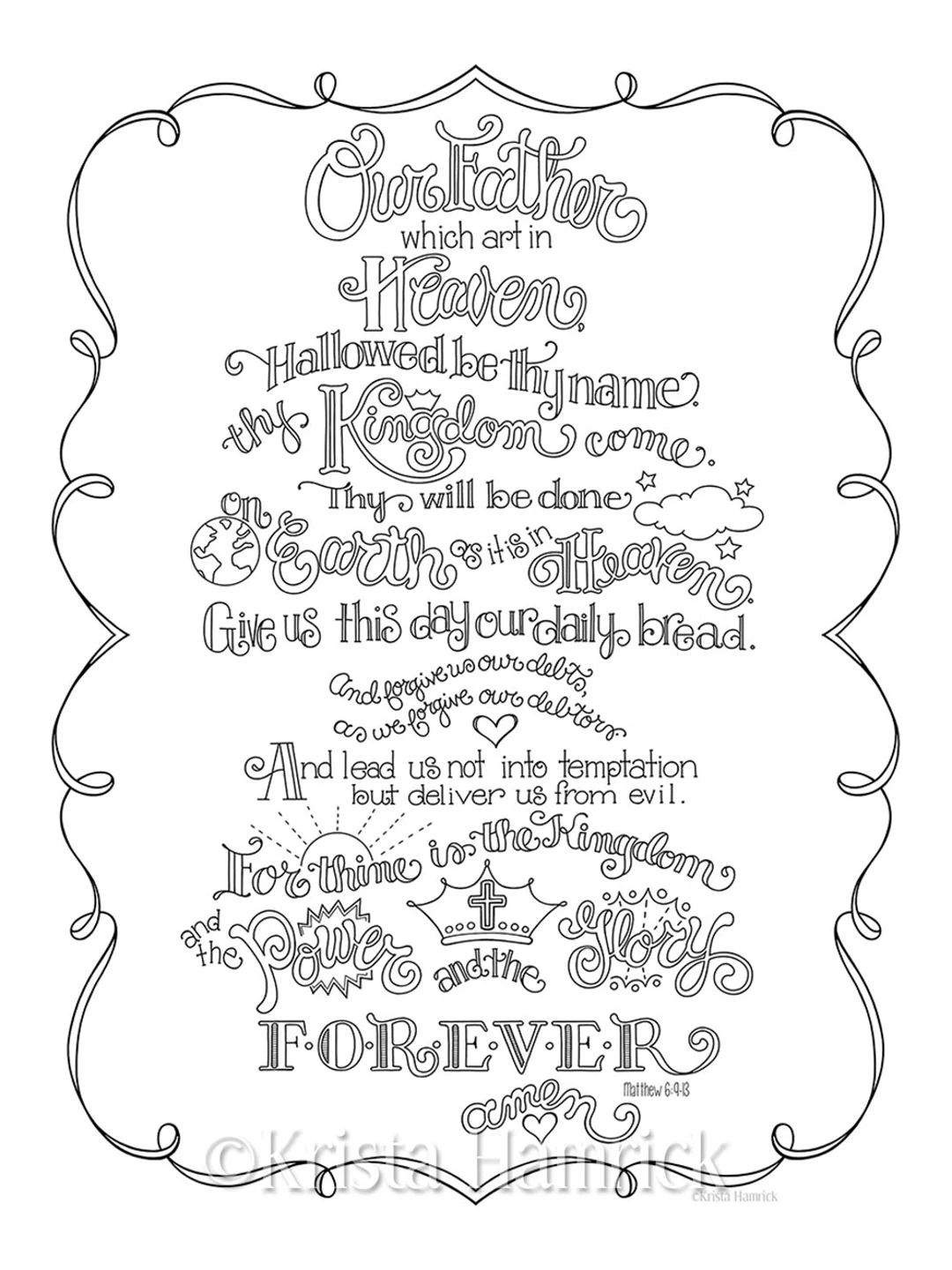 The Lord s Prayer Coloring Page In Three Sizes 8 5X11 8X10 Suitable For Framing 6X8 For Bible Journaling Tip in Etsy Australia