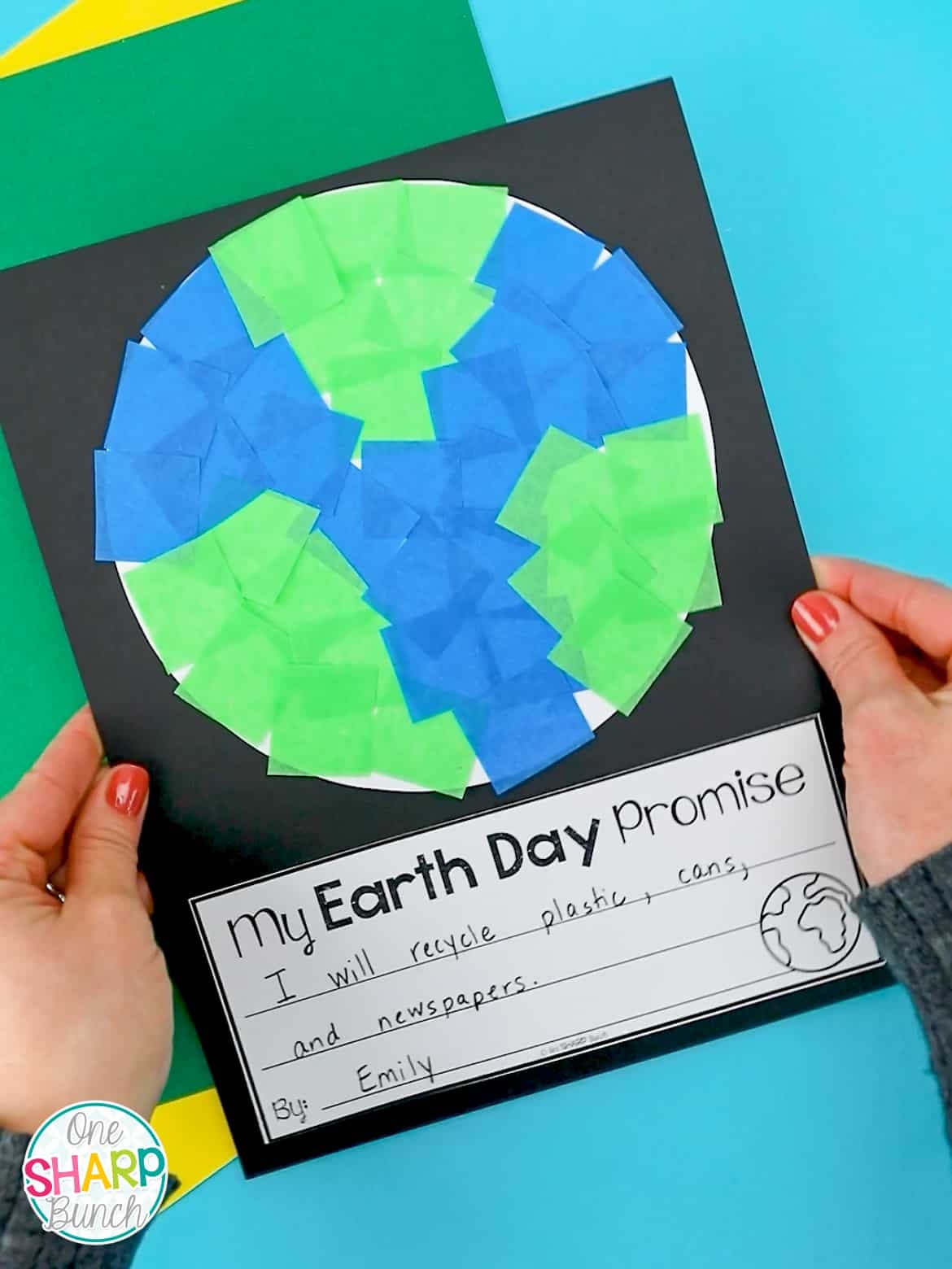 Tissue Paper Earth Day Craft Mosaic For Kids One Sharp Bunch