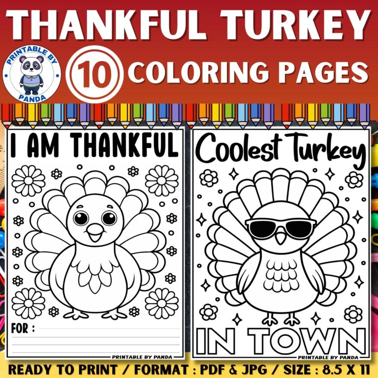 Turkey Coloring Pages Sheets Fall Autumn Thankful Thanksgiving Activities Worksheets For Kids Preschool Kindergarten First Grade Etsy