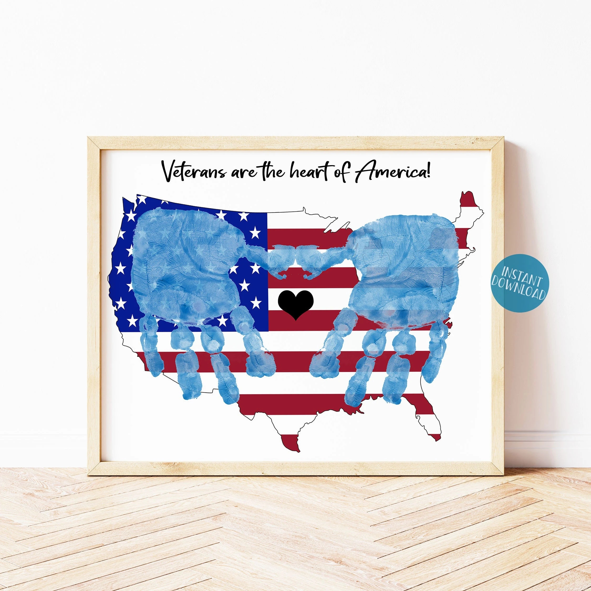 Veterans Day Handprint Art Project For Kids Veteran Gift Idea DIY Kids Craft Kit Veteran s Day Printable Thank You Card Heart Of America Etsy