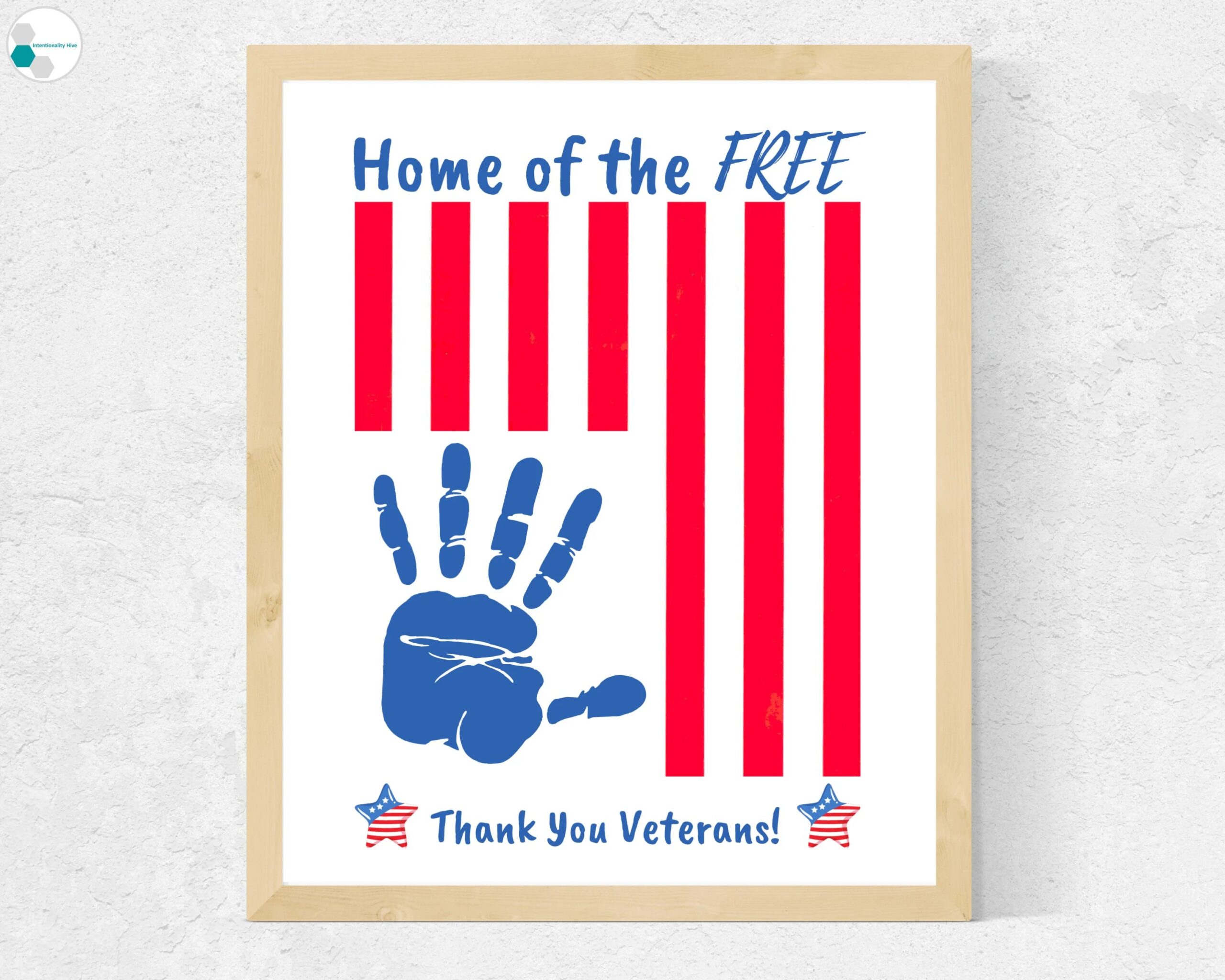 Veterans Handprint Craft From Kids Printable Veterans Day Craft Thank You Veterans Day Gift From Toddler Baby Kids Veterans Day Card Etsy
